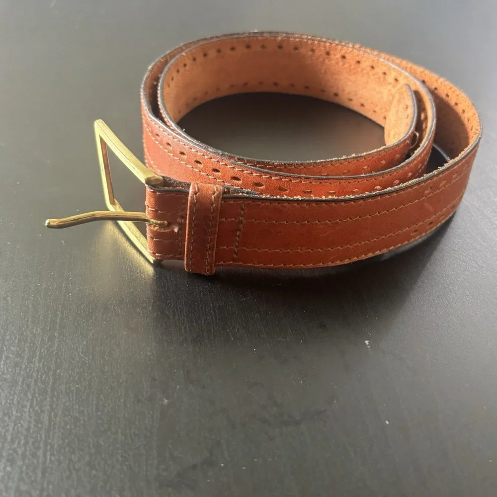 Weil's Iowa USA Made Oil Tanned Leather Belt Western Chestnut Brown‎ SZ 34 (38